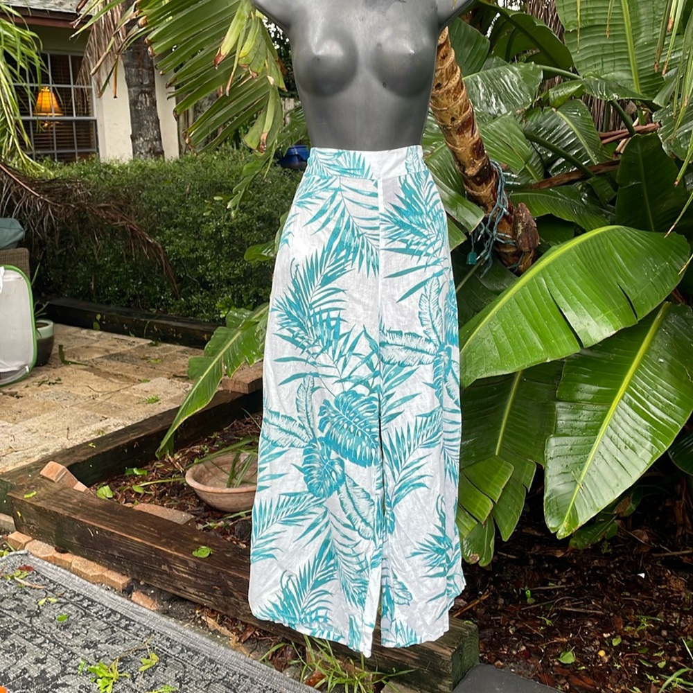 C&C California cropped linen wide leg pants
